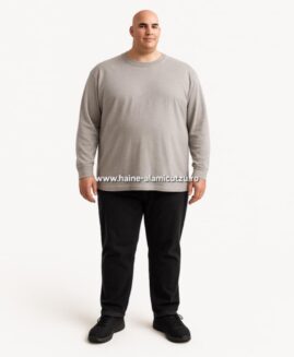 Tricou bumbac mineca lunga, marime 5 xl american, Gri inchis cu talie de 190 cm