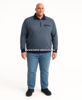 Bluza cu fermoar scurt 4xl bleu